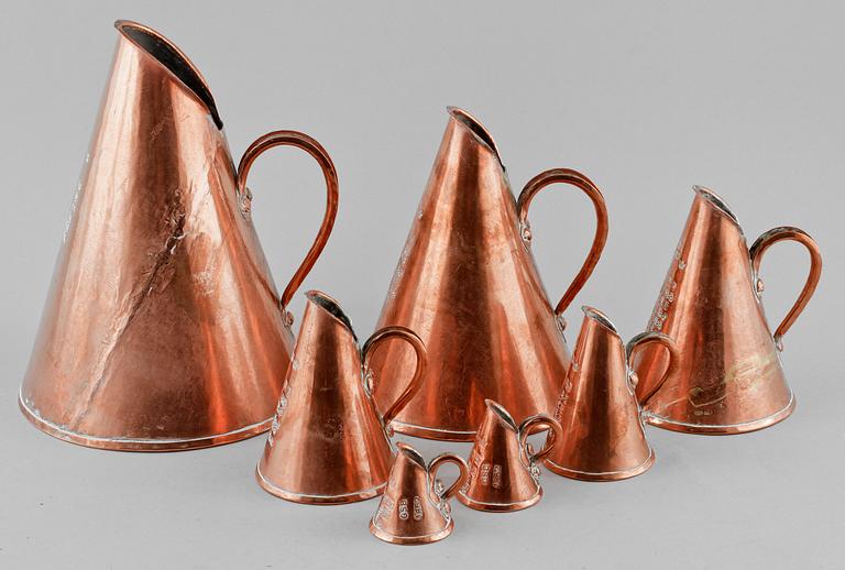 MÅTTSATS, 7 st, koppar, Sverige, 1800-tal.