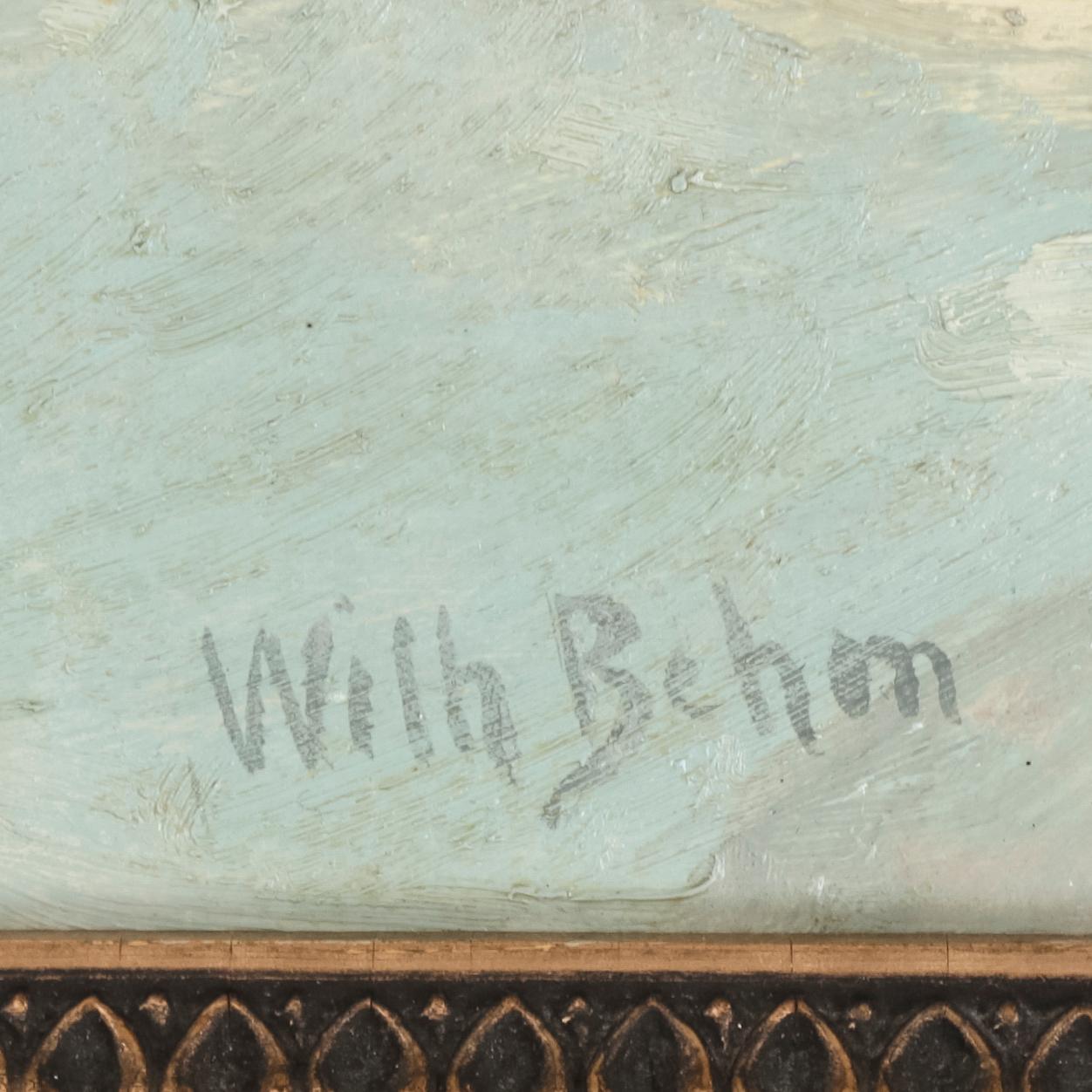 WILHELM BEHM, olja på pannå, signerad.