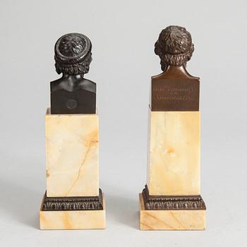 SKULPTURER, 2 st, brons och marmor, Aktiengesellschaft Gladenbeck & Sohn, sent 1800-tal.