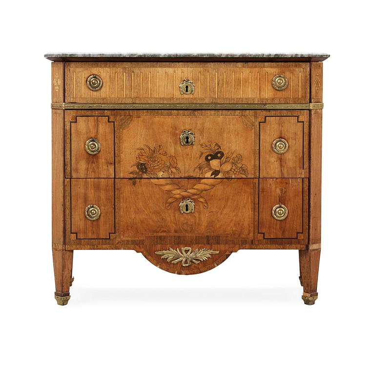 A Gustavian late 18th century commode by G Foltiern, not signed.