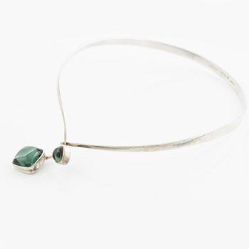 Gussi, necklace, silver with green stones, Malmö 1965.