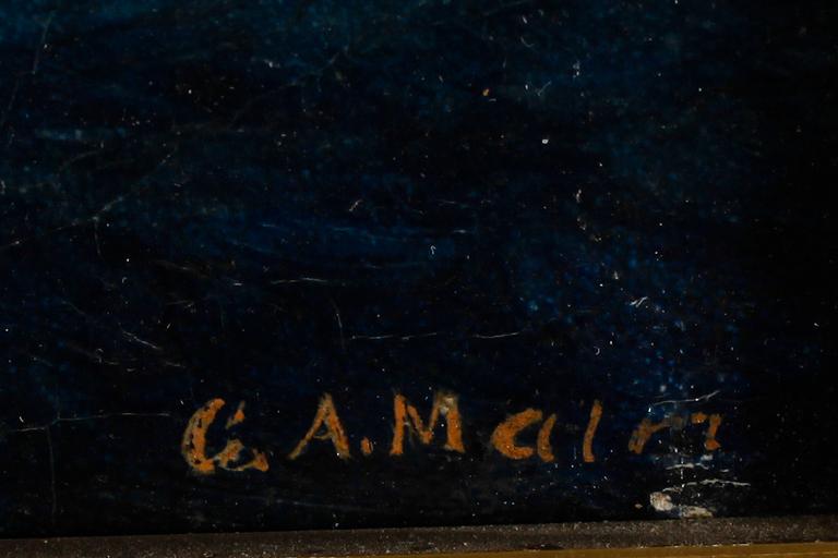 OKÄND KONSTNÄR, olja på pannå, otydligt signerad.