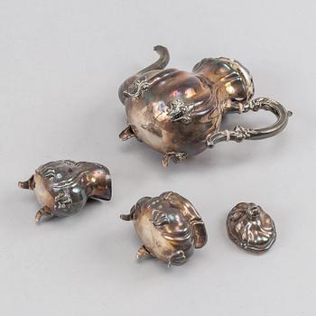 Kaffeservis, 3 delar, silver, rokokostil, Tyskland, 1900-tal.