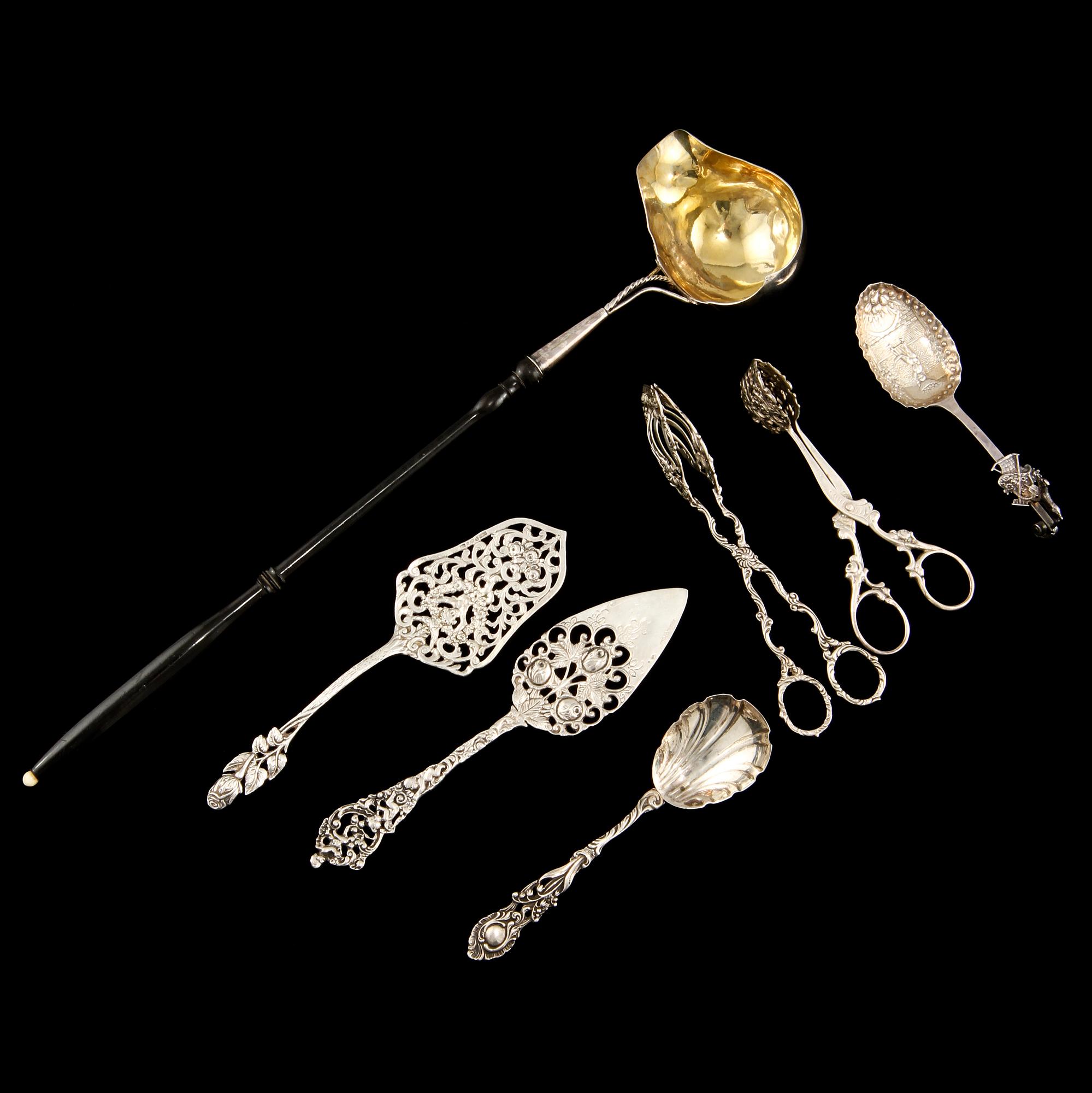 PARTI SILVER, 7 delar, 1800/1900-tal. Vikt 290 g.