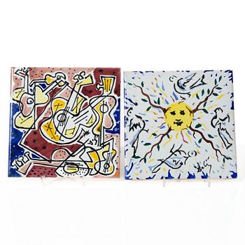 Salvador Dalí, efter. Kakelplattor, 12 st, lergods, Spanien.