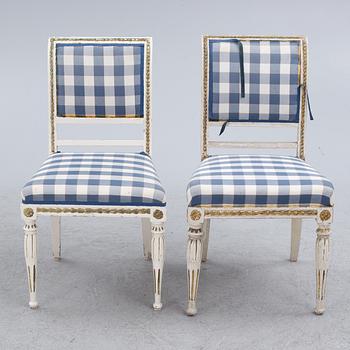 Chairs, 6 pcs, Stockholm, including Ephraim Ståhl (master in Stockholm 1794-1820), Late Gustavian style.