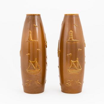 A pair of faience floor vases, Bo Fajans, around mid 20th Century.