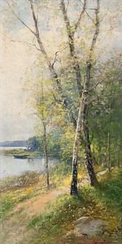 158. Severin Nilson, BIRCH TREES IN EARLY SUMMER.