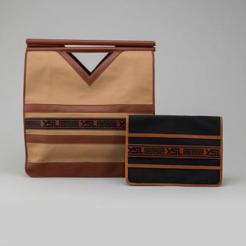 YVES SAINT LAURENT, väska samt clutch, 1970-tal.