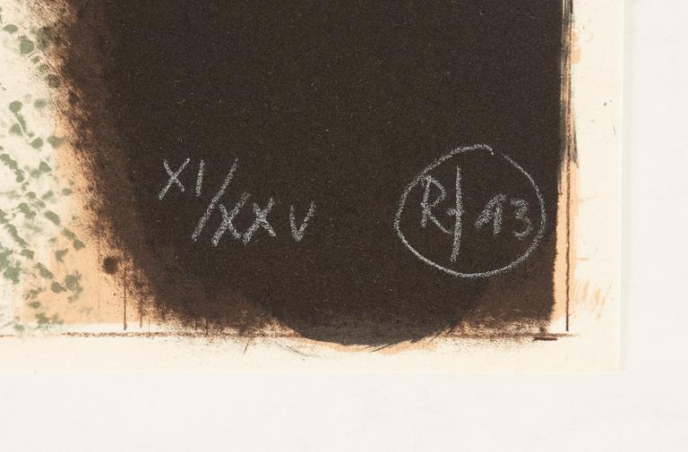 Roj Friberg, färglitografi, monogramsignerad, numrerad XI/XXV och daterad -93.