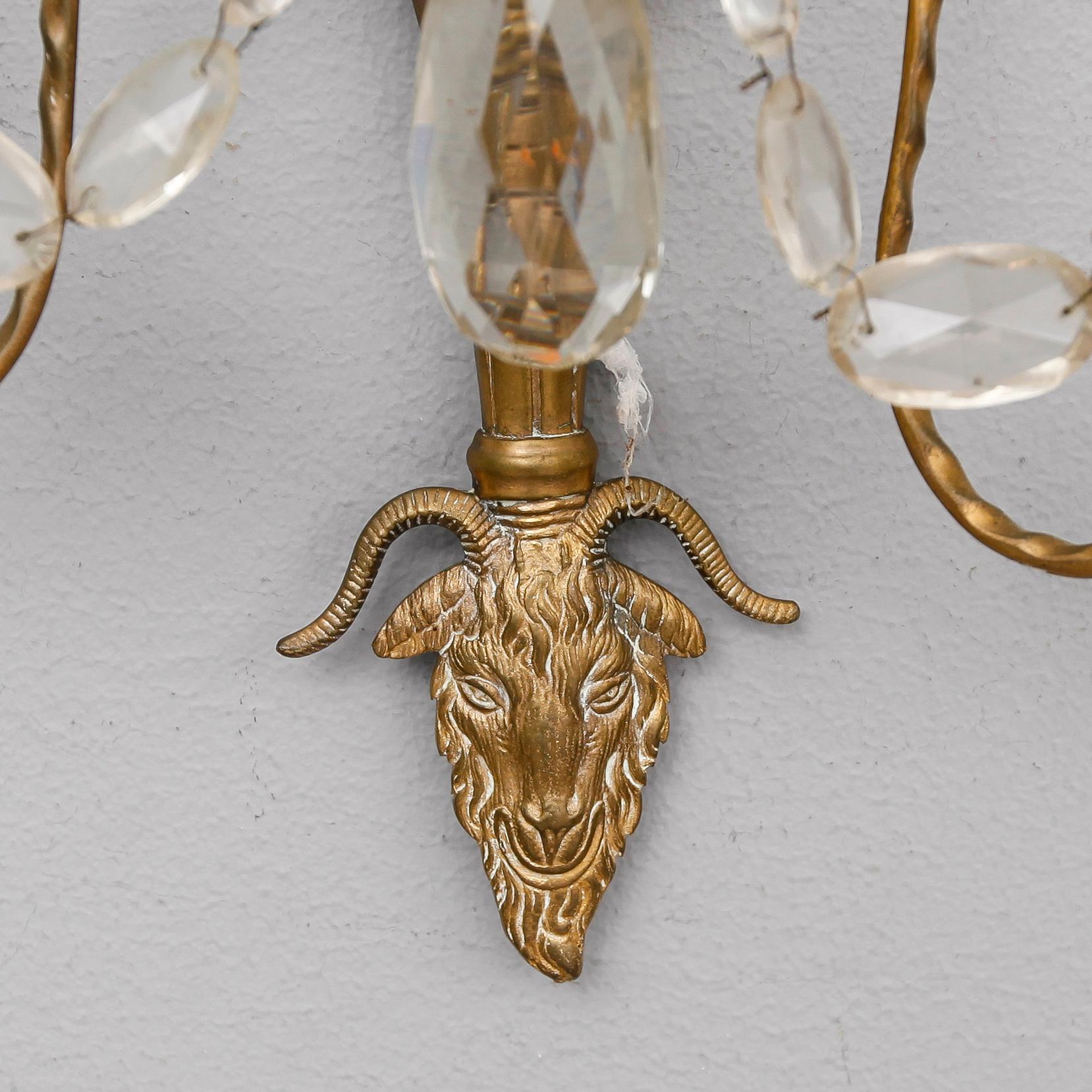 VÄGGAPPLIQUE, förgylld brons och mässing, sengustaviansk, sent 1700-tal.