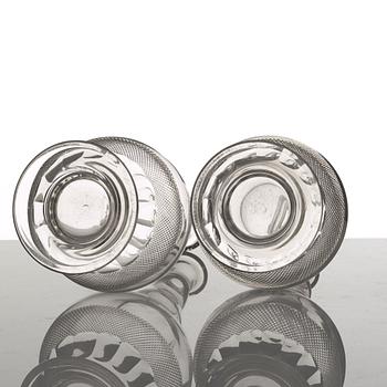 Two Bohemian glass bottles, 20th Century.