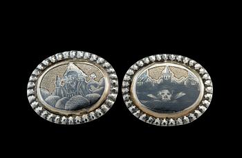 220. 2 MERKKIÄ, kullattua hopeaa, niello. Moskova 1827. Mestarinleima A.G.Paino 33,5 g.