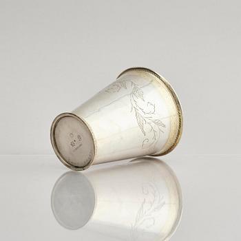 A Swedish early 18th century parcel-gilt beaker, marks of Herman Hermansson, Göteborg 1706.