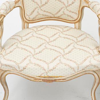 A matched pair of Rococo armchairs, 18th Century.