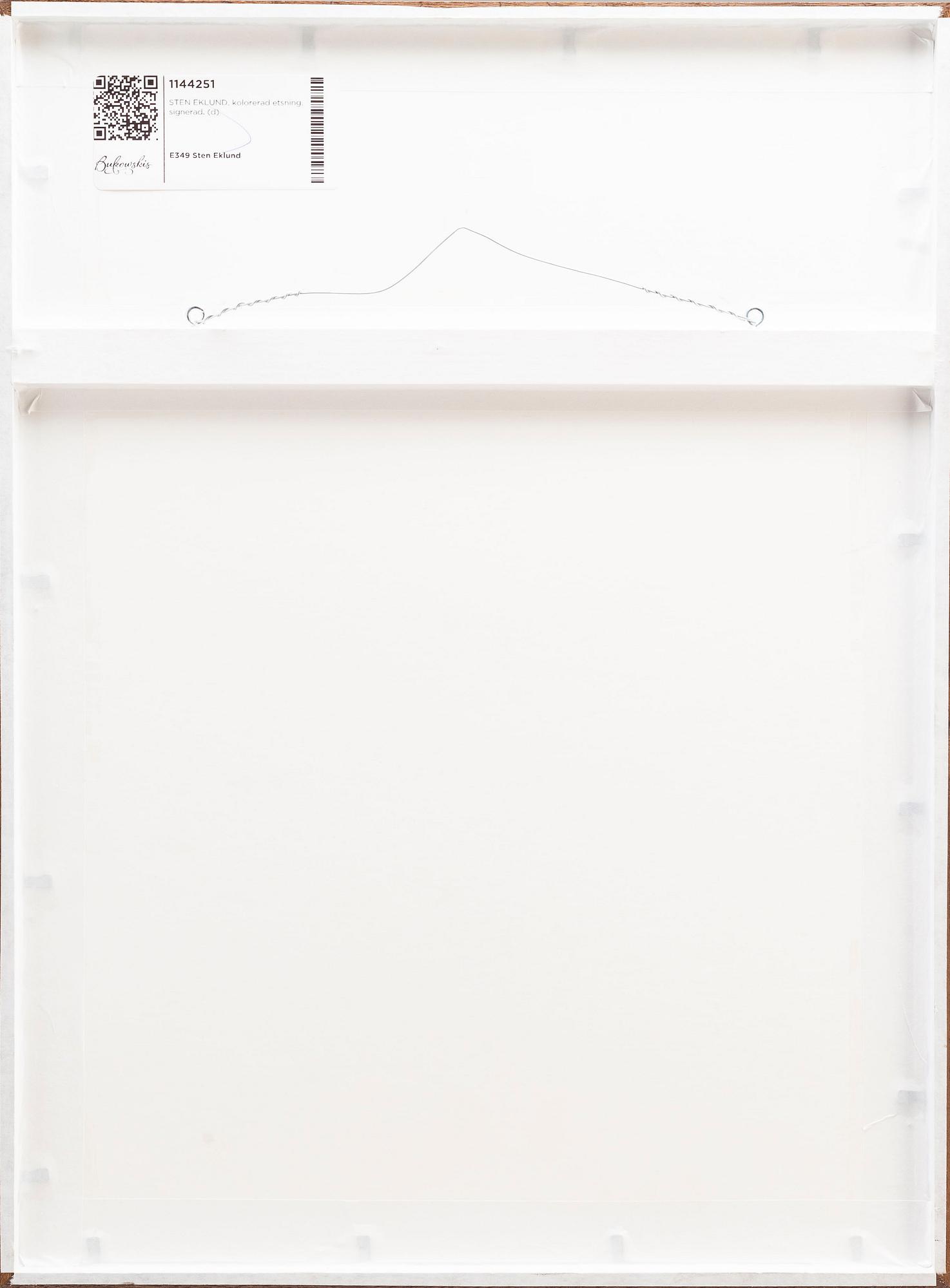 STEN EKLUND, handkolorerad etsning, signerad.