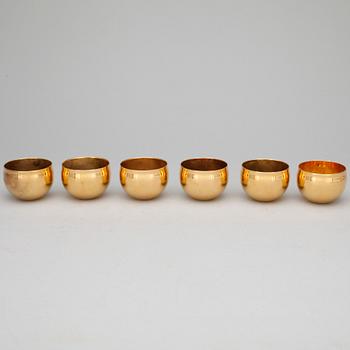 SUPKOPPAR, 6 st, mässing, design Pierre Forsell, Skultuna Bruk, 1900-talets andra hälft.