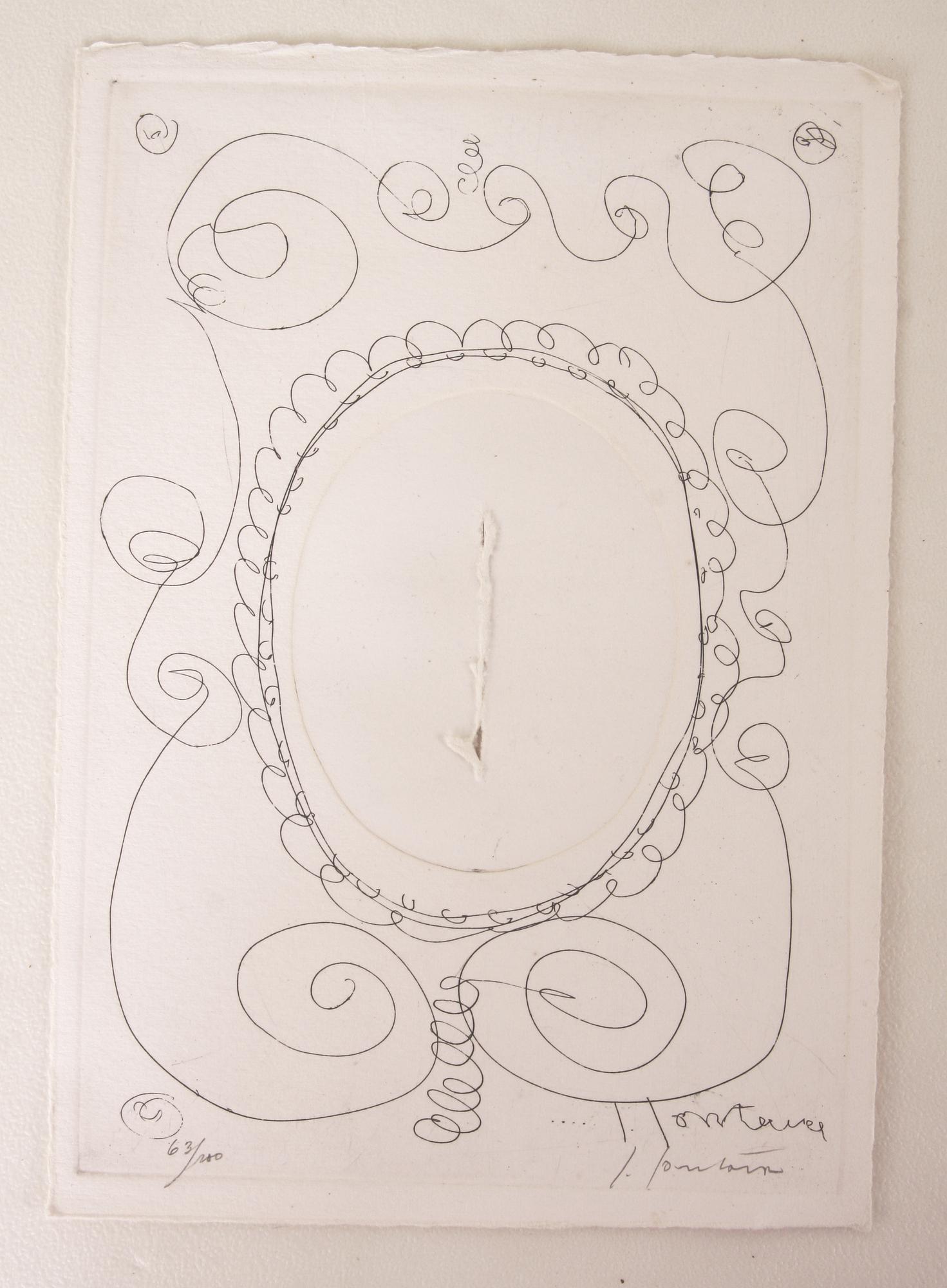 LUCIO FONTANA, färgetsning med perforering, sign o numr 63/100.