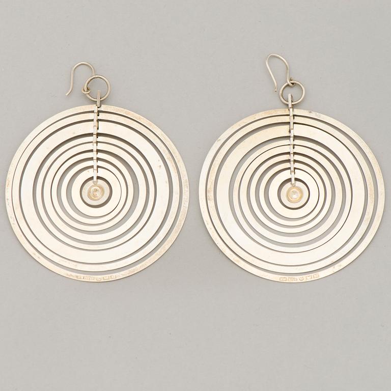 TAPIO WIRKKALA EARRINGS, 'Silver moon', silver. Kultakeskus 1971.