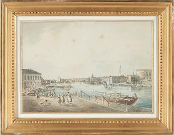 Johan Fredrik Martin, "Utsigt af Stockholm tagen ifrån ingången till Blasiiholmen" (=Vue of Stockholm from Blasieholmen).