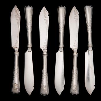 FISKBESTICK, 12+12+2, försilvrade, jugend, 1900-talets början.