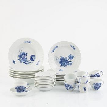 A set of 22 'Blå Blomst' porcelain service parts, Royal Copenhagen, Denmark.
