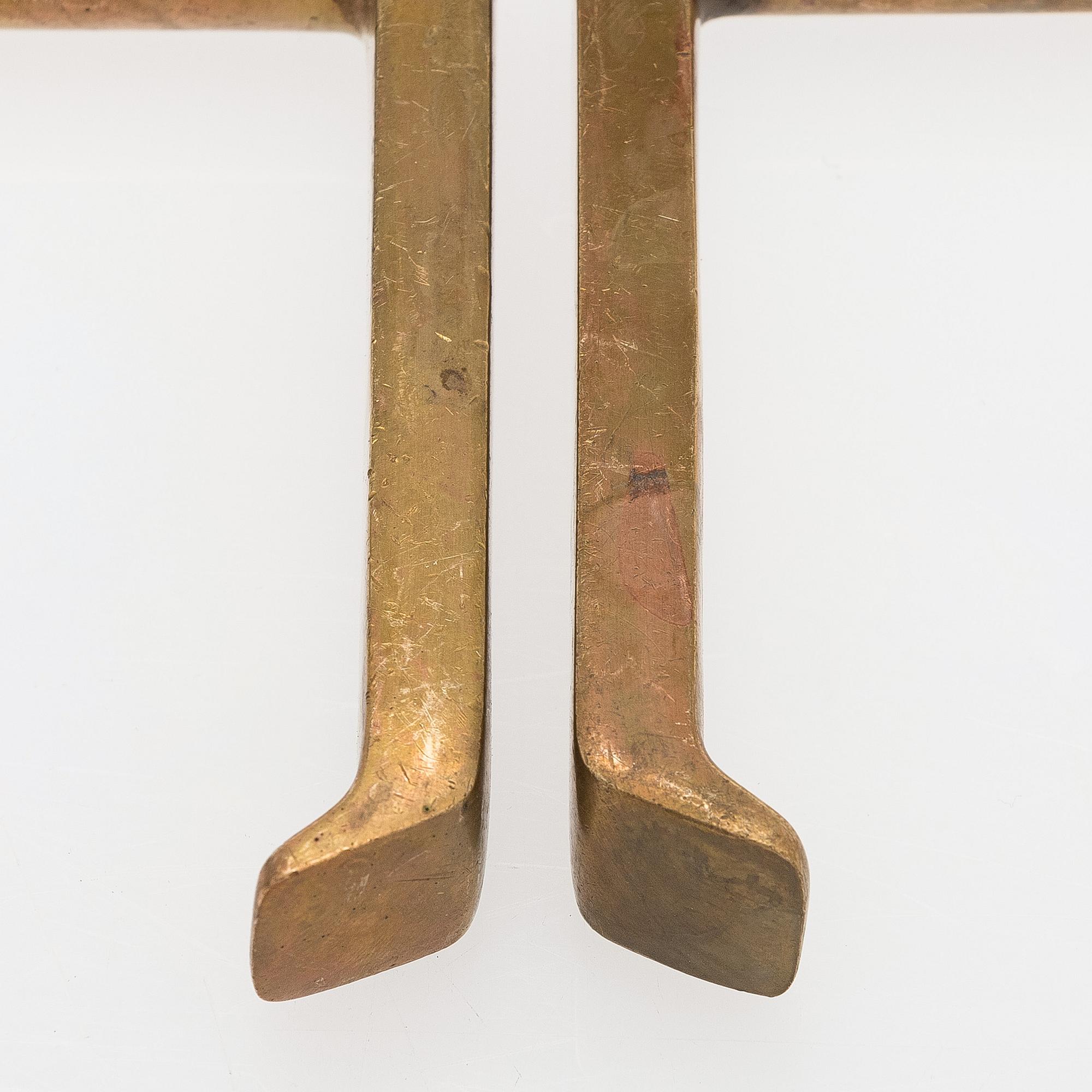 Dörrhandtag, 6 par, modell 75, tillverkare Mariefors Bruk. Modellen formgiven 1952.