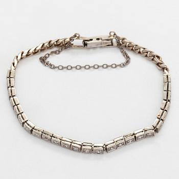 Rannekoru, 14K valkokultaa, 8/8 hiottuja timantteja.