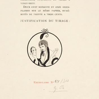 George Barbier, mapp med originalteckning och planscher, "Modes et Manières d'Aujourd'Hui (3e Année)", Frankrike, 1914.