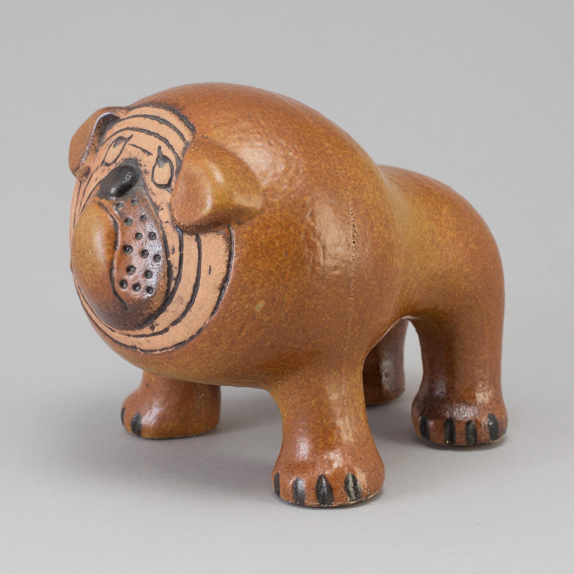 A "Bulldog" figurine by Lisa Larson for Gustavberg.