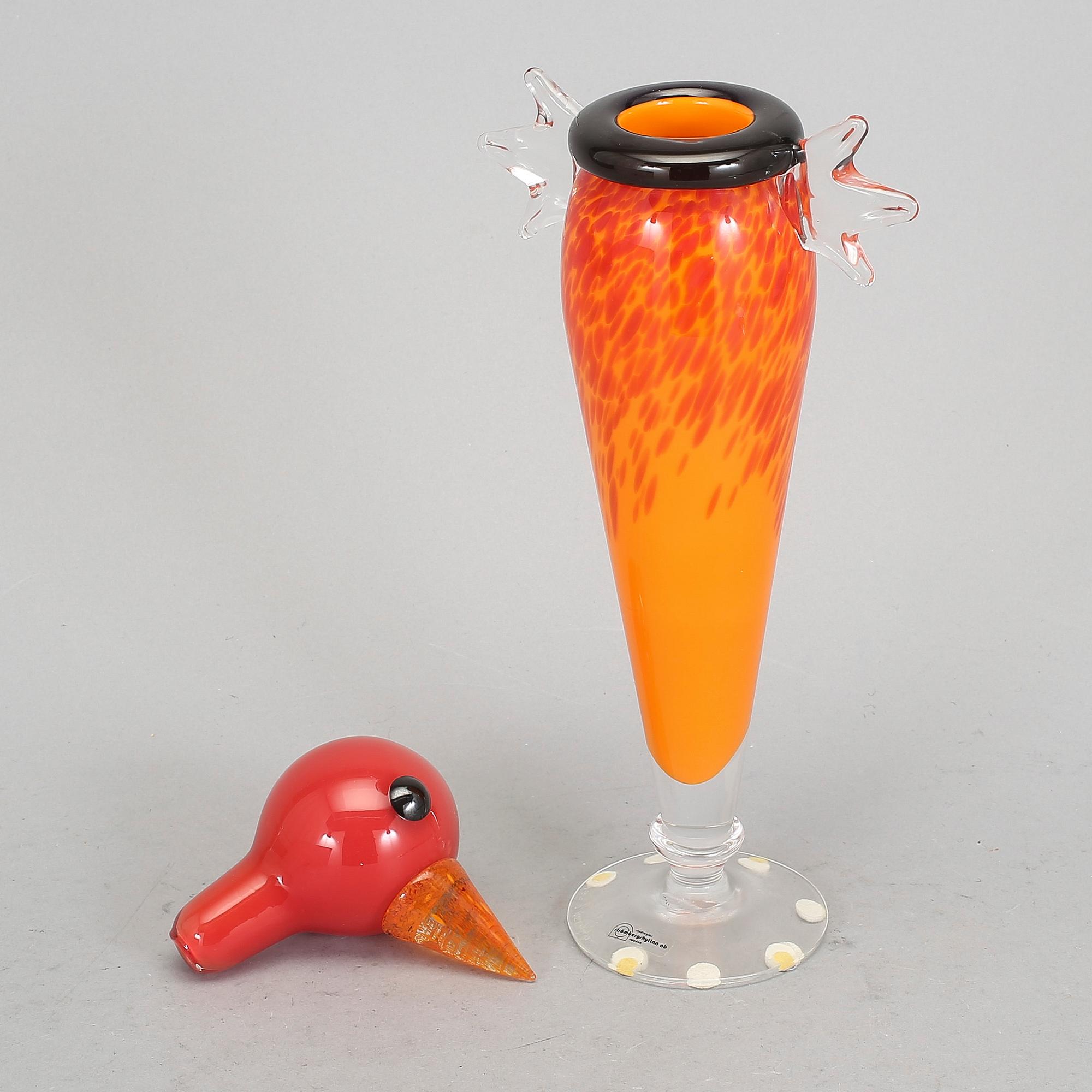 KARAFF, glas, Anna Örnberg, Strömbergshyttan, signerad.