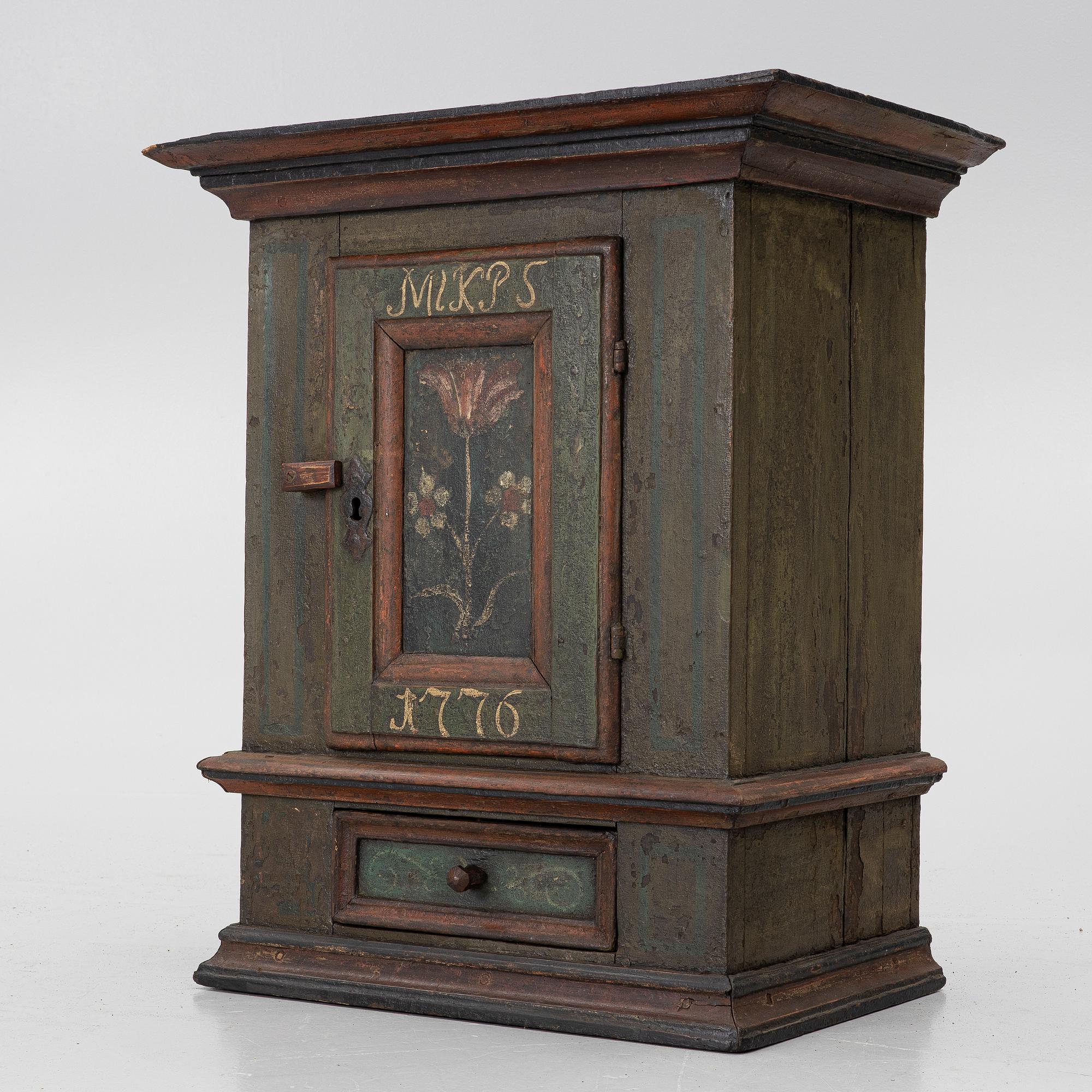 Hanging cabinet, folk art, 18th century.