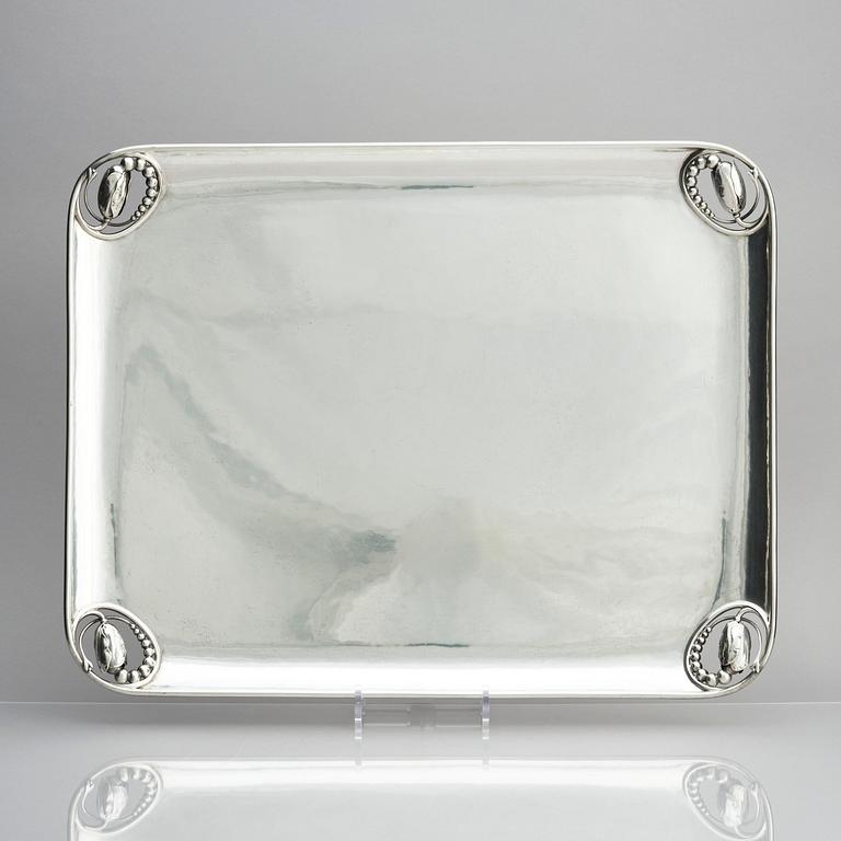 Georg Jensen, a Magnolia/Blossom tray, design nr 2, executed in Copenhagen 1919, 830/1000 silver.