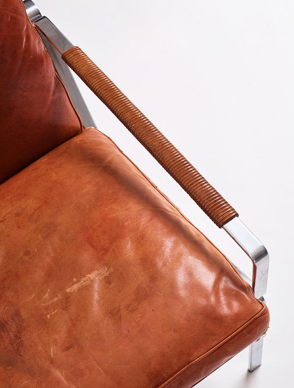 Preben Fabricius & Jørgen Kastholm, a two-seated brown leather sofa, Kill International, Germany 1960s.