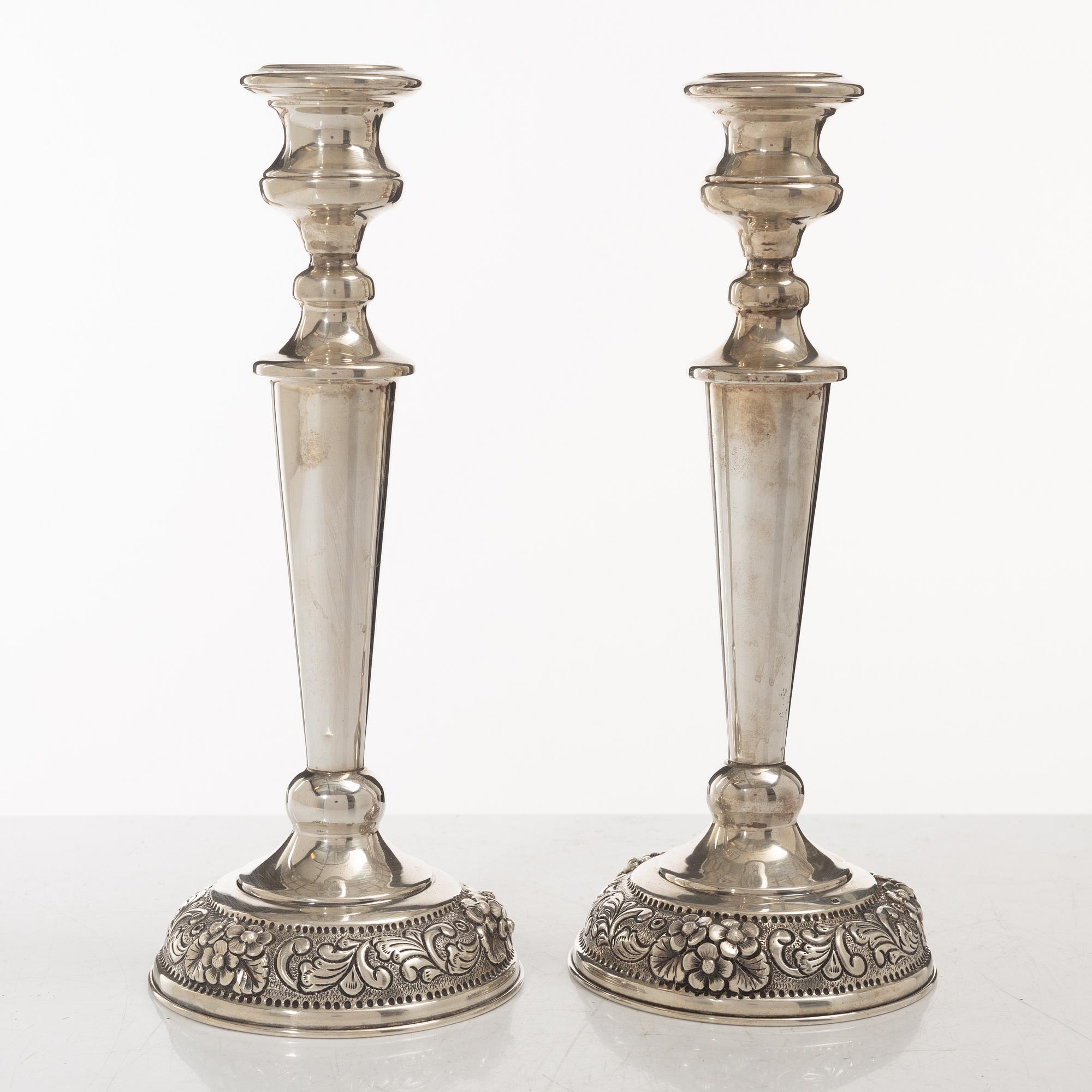 Ljusstakar, ett par, silver, 1900-tal.