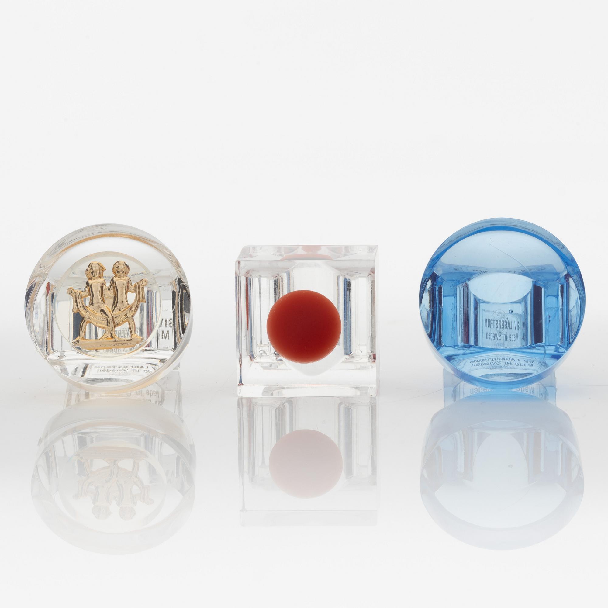 Siv Lagerström, three acrylic plastic rings, 1970s.