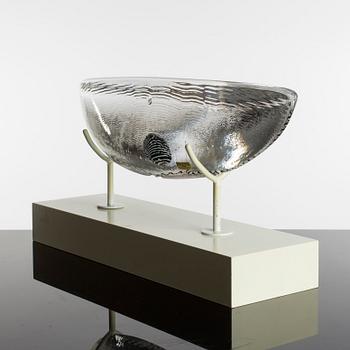 A GLASS SCULPTURE, boat, Bertil Vallien, Kosta Boda.