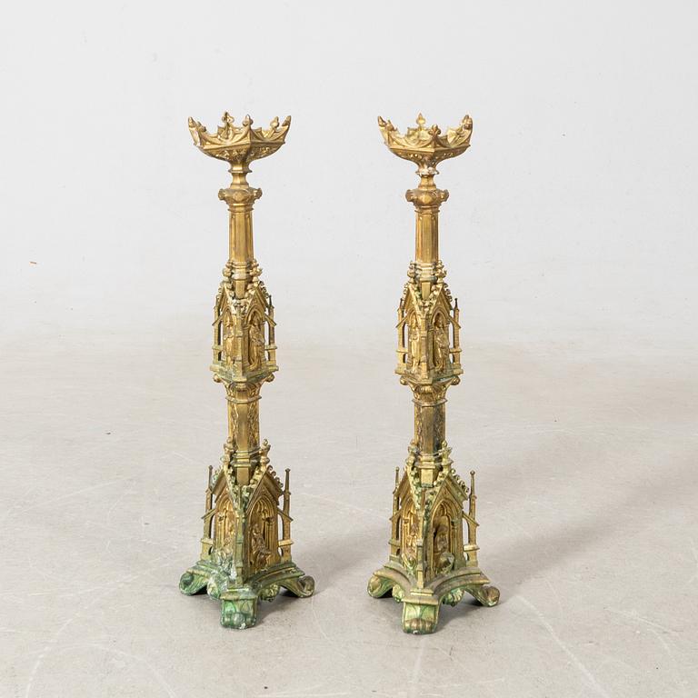 Floor candlesticks, a pair, Renaissance style, first half of the 20th century.
