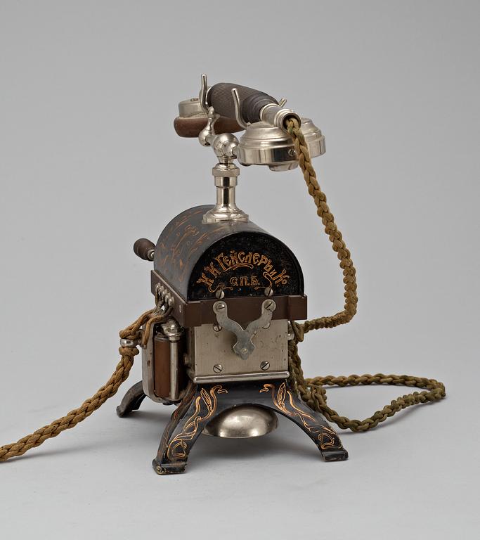 A Russian table telephone by Firma Geisler, St Petersburg, late 19th Century.