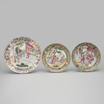 FAT, 3 st. Porslin, Kanton. 1800-talets slut.