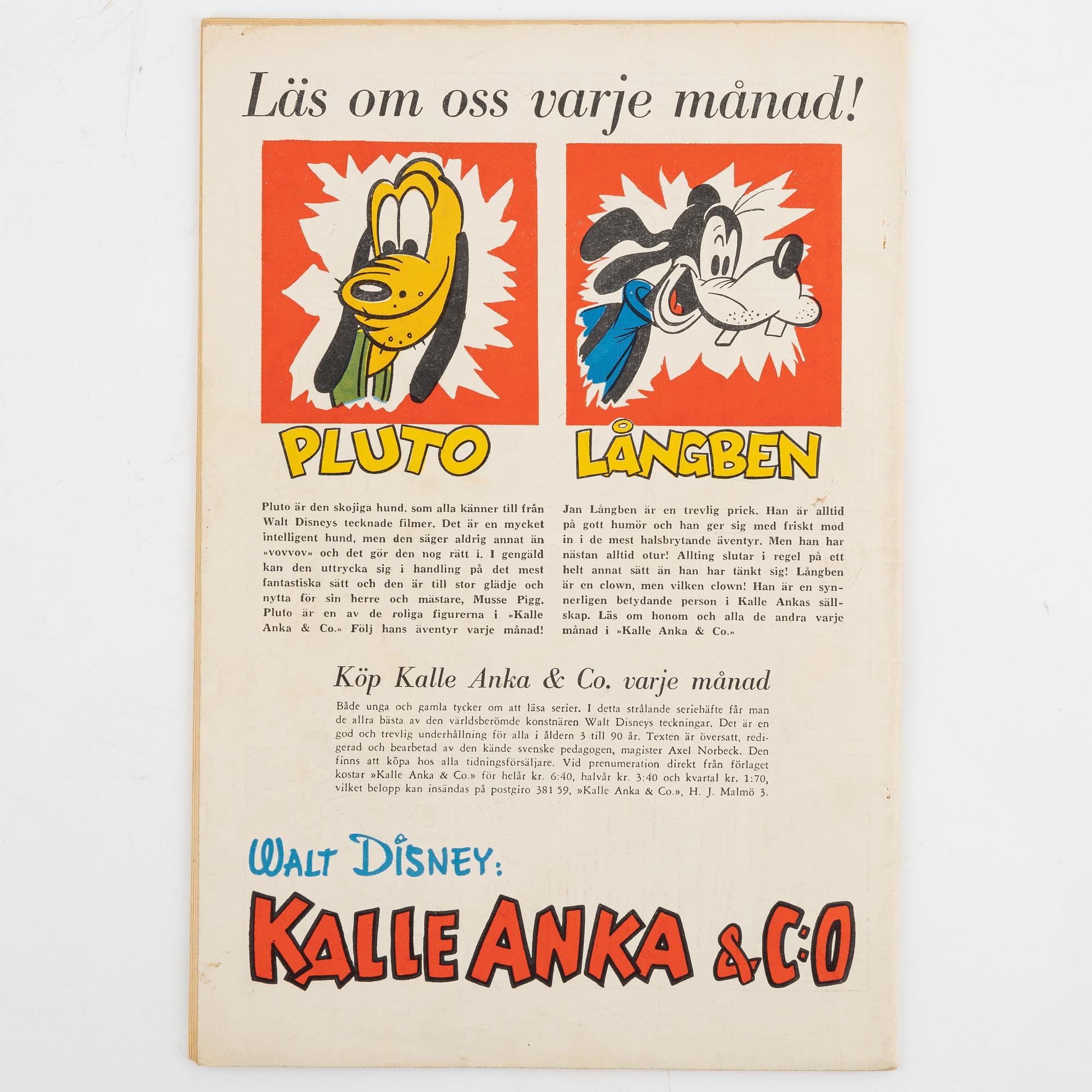 Serietidningar, "Kalle Anka & Co", 3 st, nr 2,3,4, 1948.
