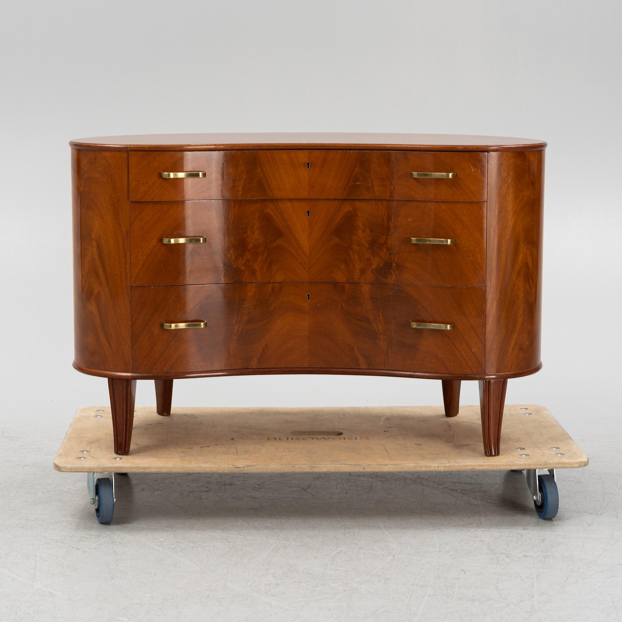 Axel Larsson, a Swedish Modern mahogany-veneered dresser,  AB Svenska Möbelfabrikerna, Bodafors, Sweden, 1940's.