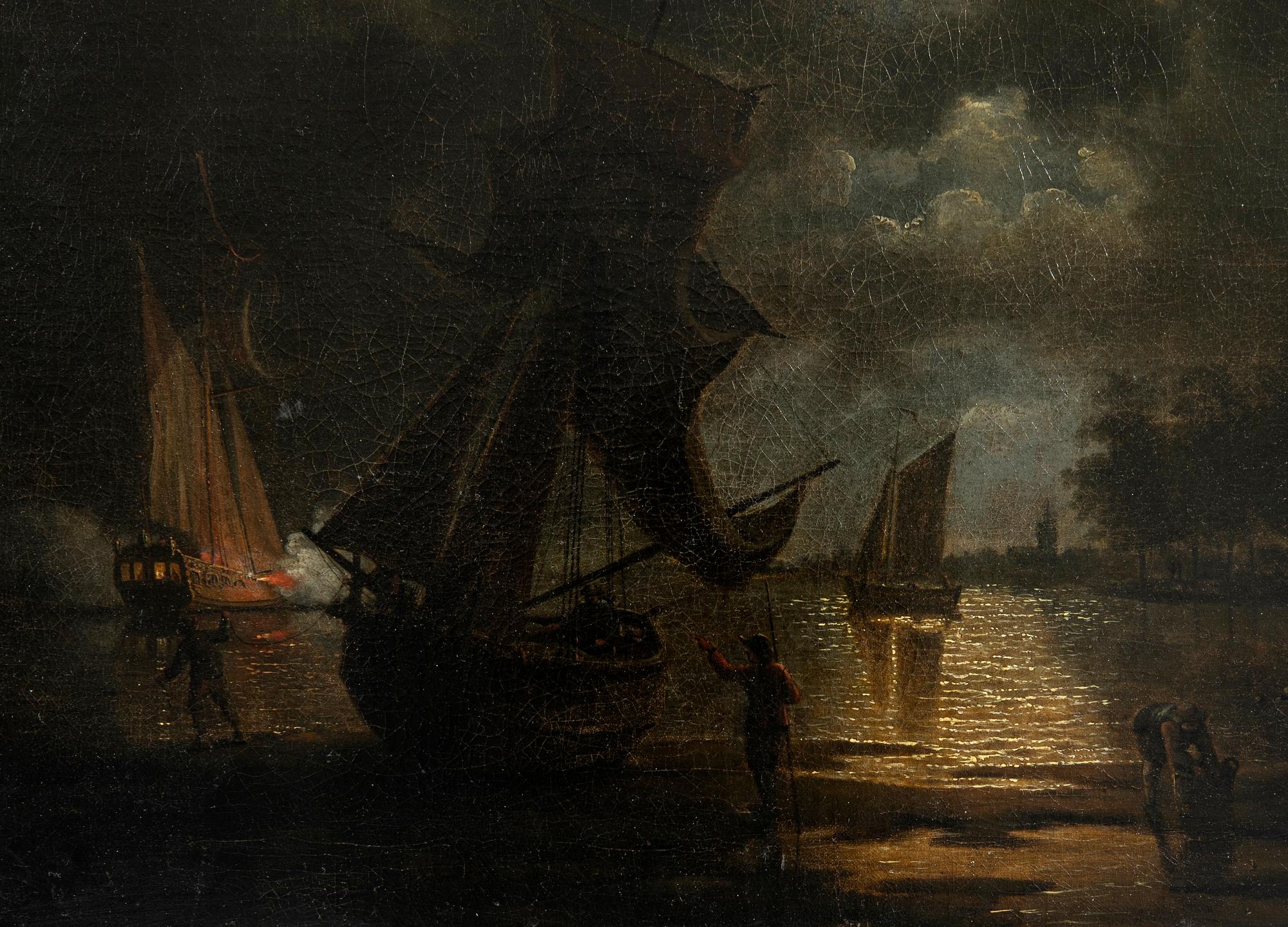 Okänd konstnär, Månskensklandskap, 1800-tal.