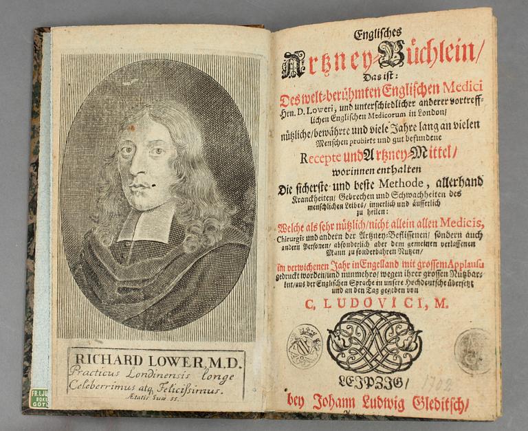 RICHARD LOWER, Englisches Arznen Büchlein..., Leipzig 1702.