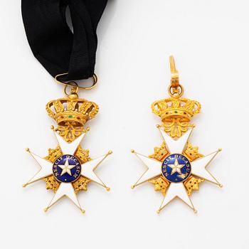 Order of the North Star, two commander's crosses. Gilt silver and enamel.