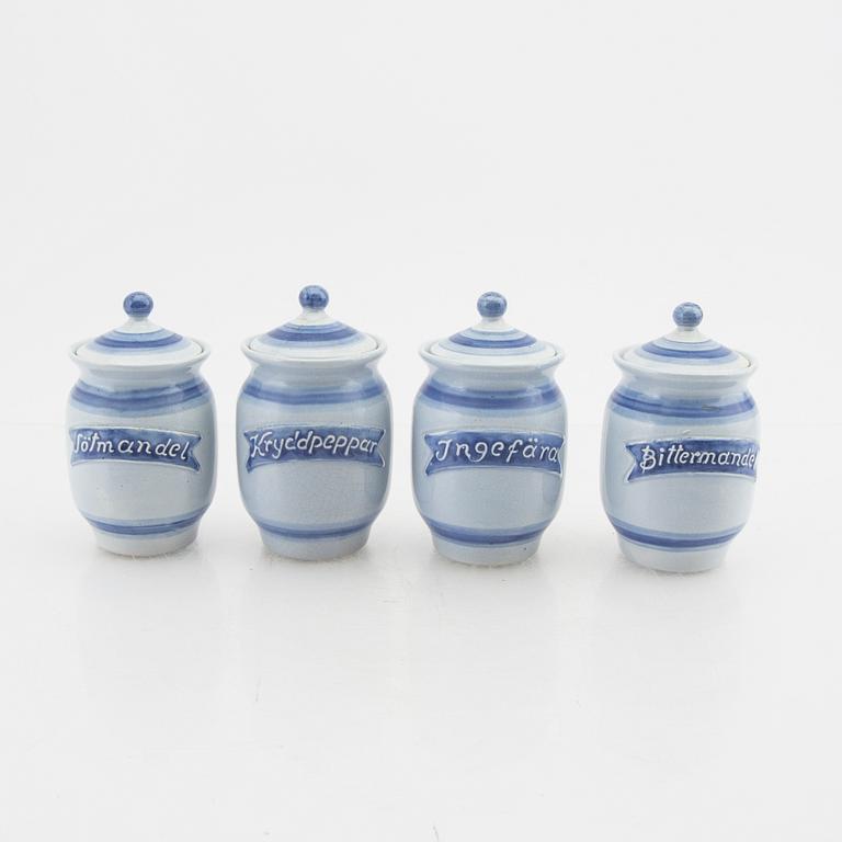 Bengt Böckman, a set of eight spice jars Höganäs.