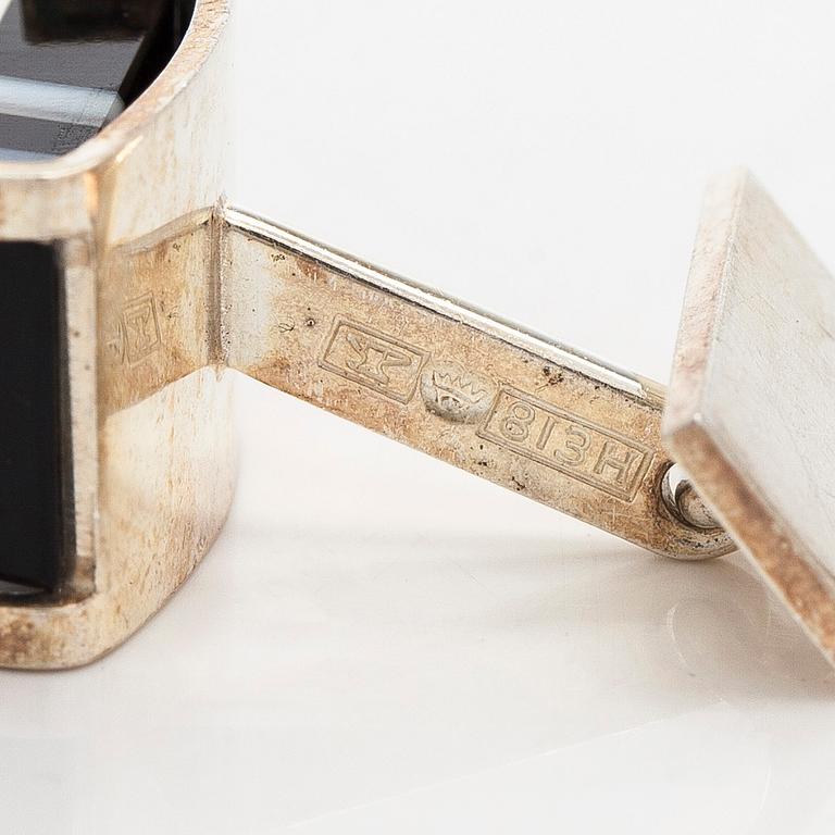 Elis Kauppi, cufflinks, 2 pairs, silver, onyx, agate, Kupittaan Kulta, Turku 1964-65.