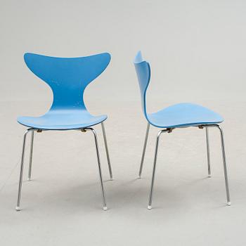 STOLAR, 6 stycken, "Liljan", Arne Jacobsen, 1970-tal.