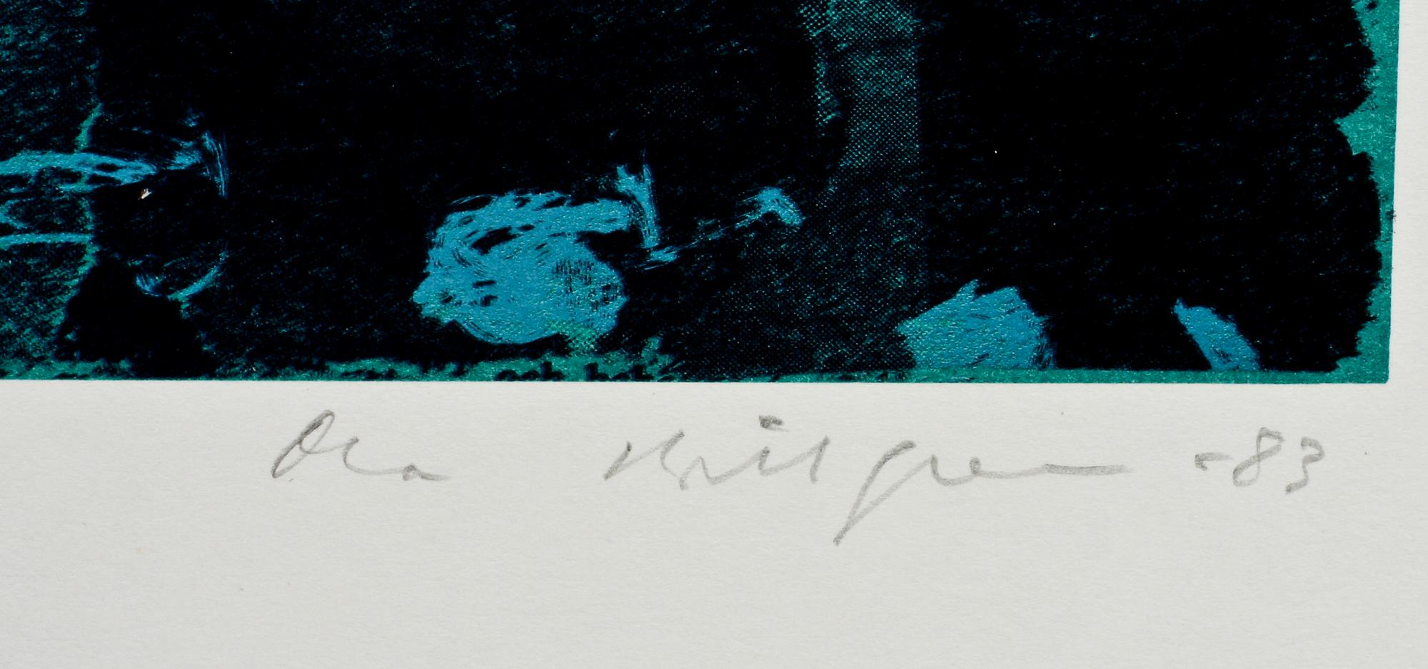 OLA BILLGREN, färglitografi, provtryck, sign o dat -83.