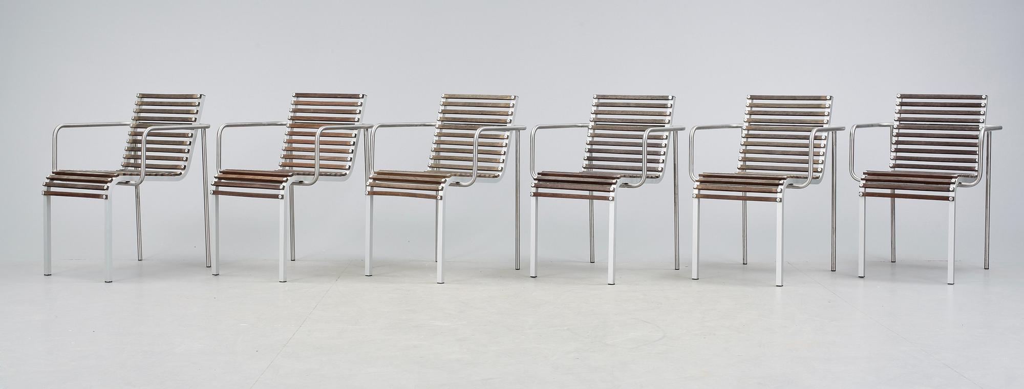 TRÄDGÅRDSSTOLAR, 6 st, Arnold Merckx, "Extremis", Formgiven 1998.